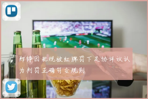 郑铮因犯规被红牌罚下足协评议认为判罚正确符合规则